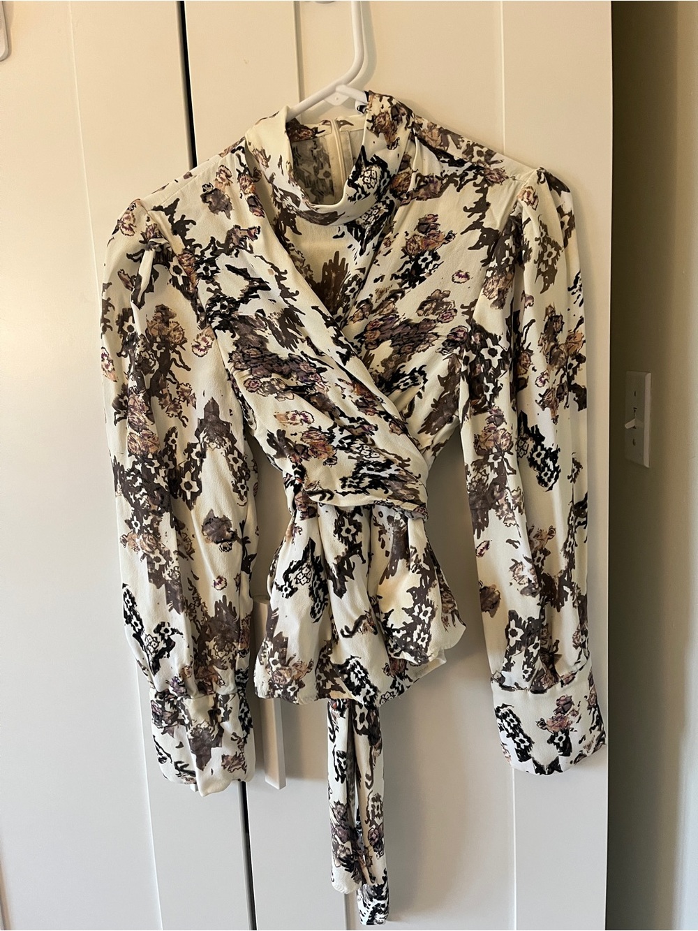 IRO Women's Cream Floral Wrap Blouse